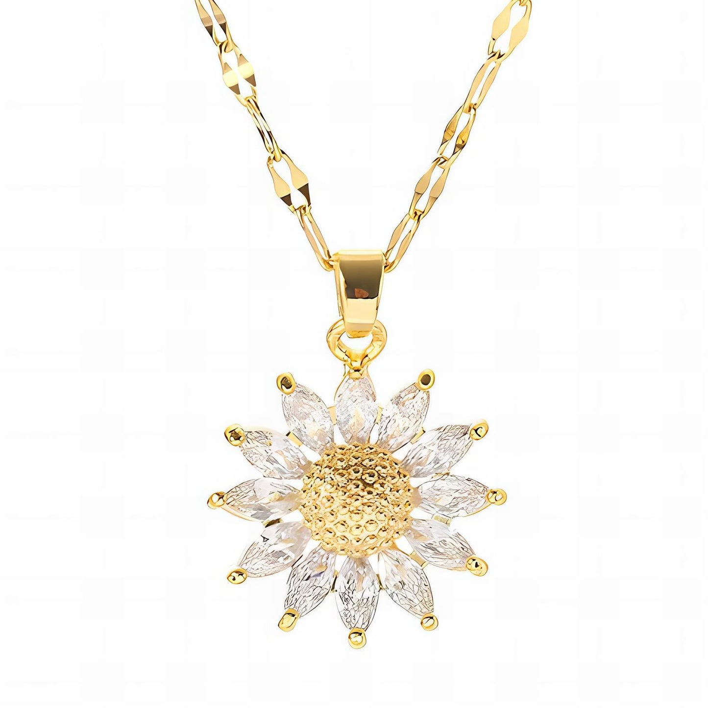 Delicate Flower Pendant in 18K Gold Plated Steel