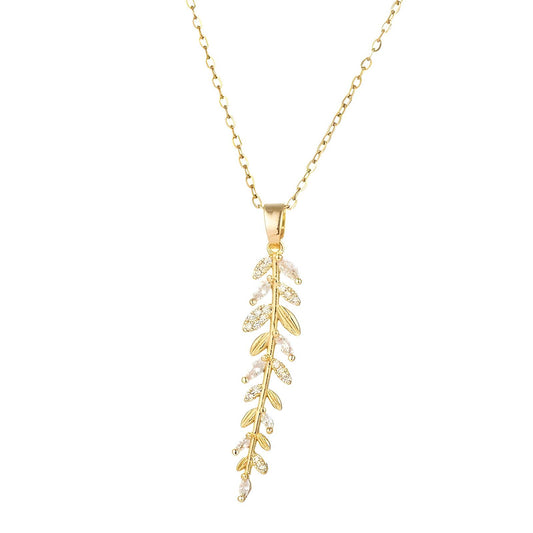 Nature Leaf Charm Necklace in 18K Gold Plated Steel