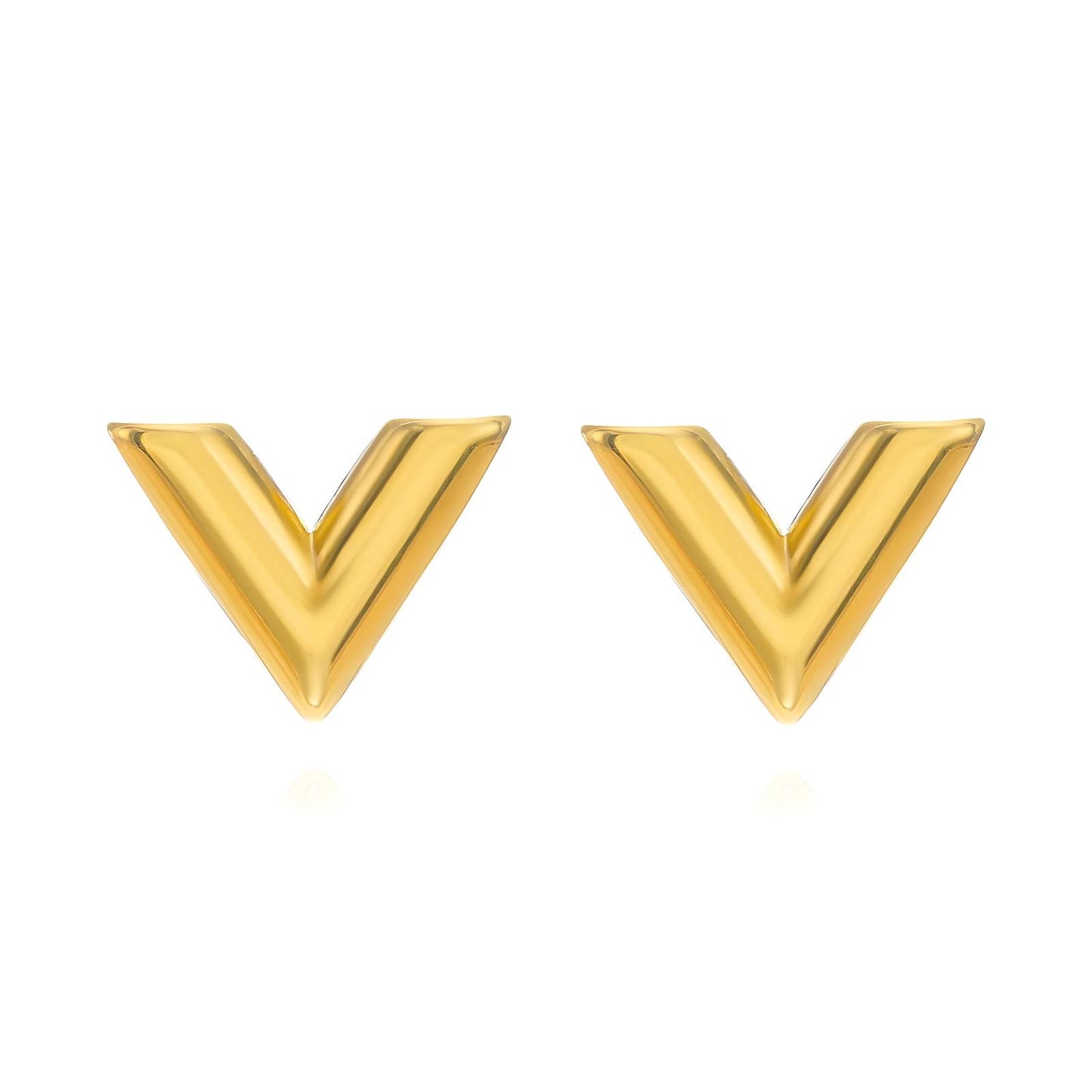 18K gold plated Stainless steel  Letter V earrings,