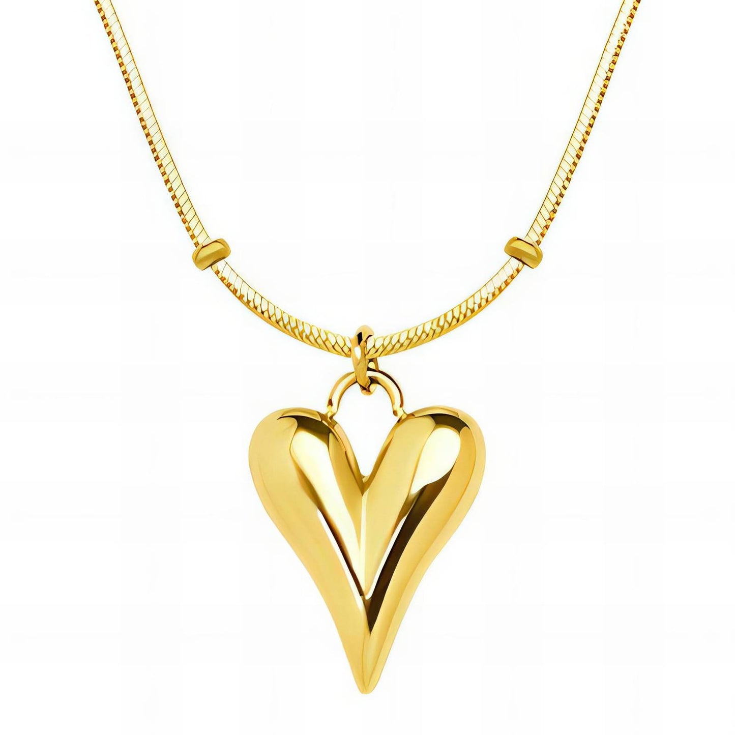 Romantic Double Hearts Necklace in 18K Gold Plated Steel