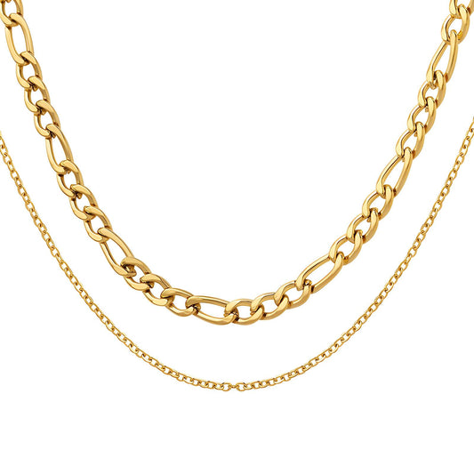 Elegant Chain Necklace in 18K Gold Plated Steel