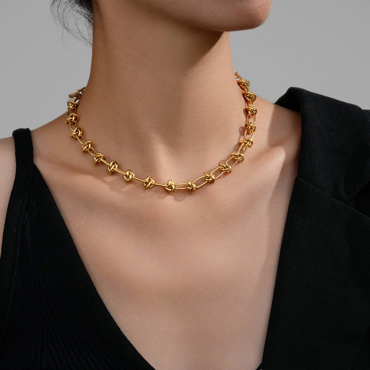 Contemporary Chain Necklace in 18K Gold Plated Steel