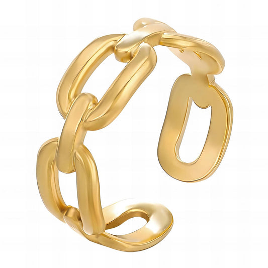 Elegant Statement Band Ring in 18K Gold Plated Steel