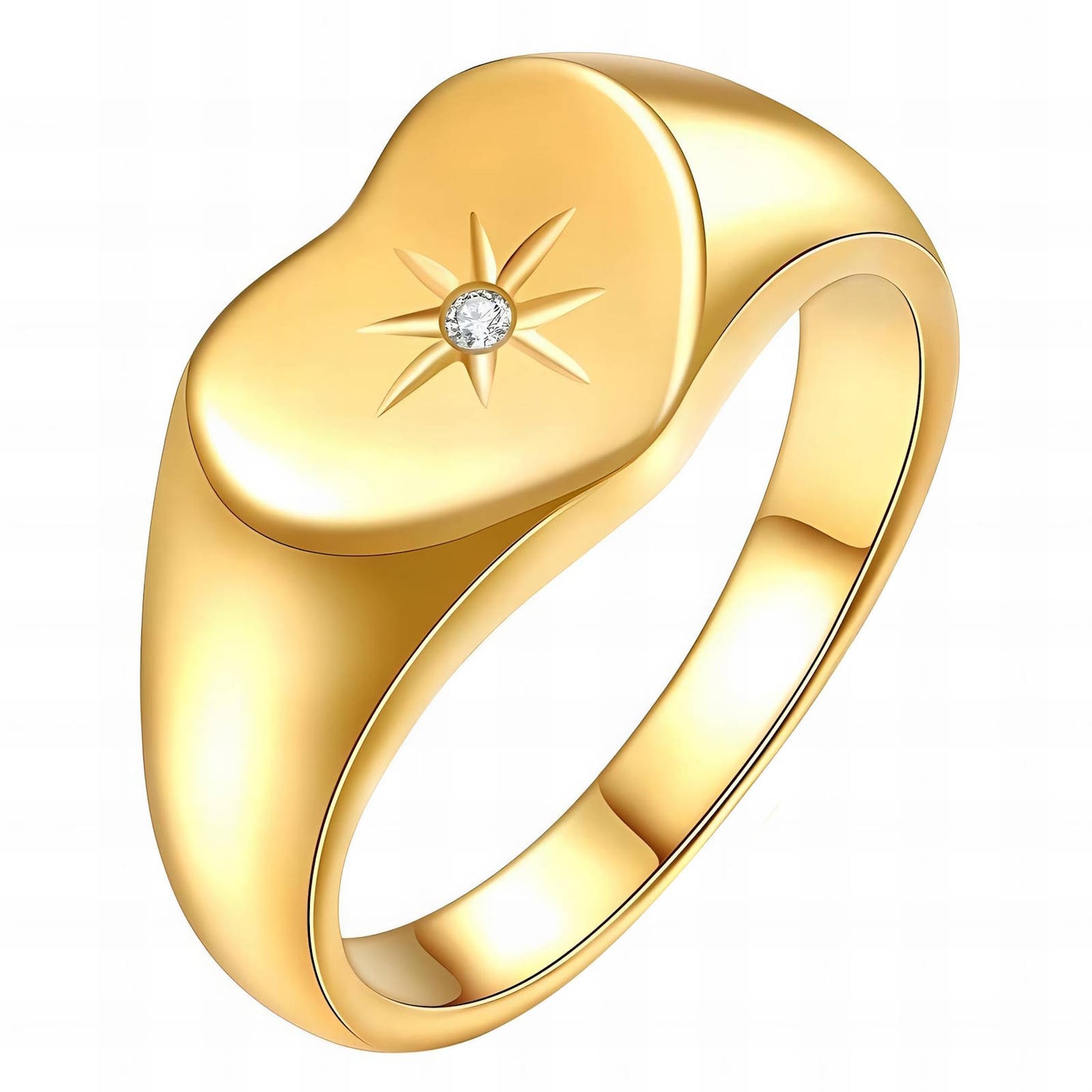 Delicate Love Heart Ring in 18K Gold Plated Steel