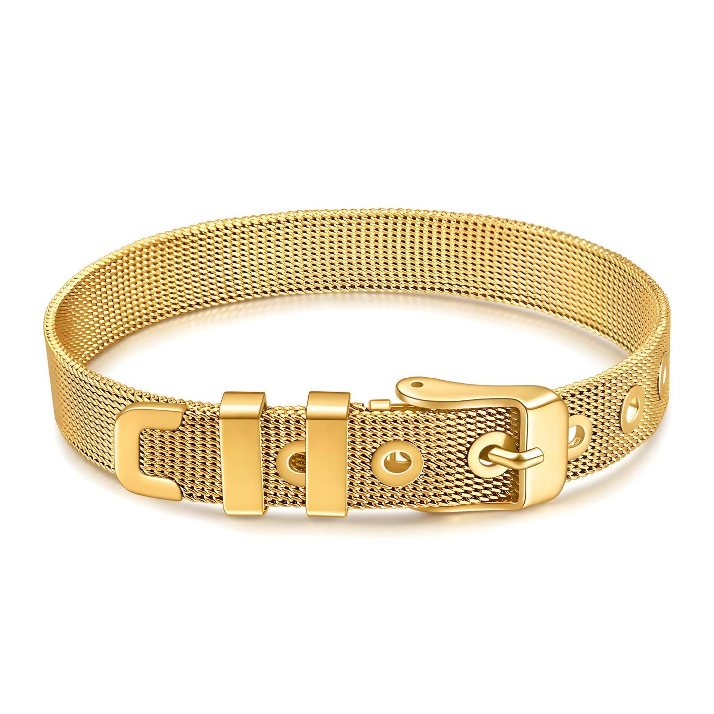 Elegant Link Bracelet in 18K Gold Plated Steel