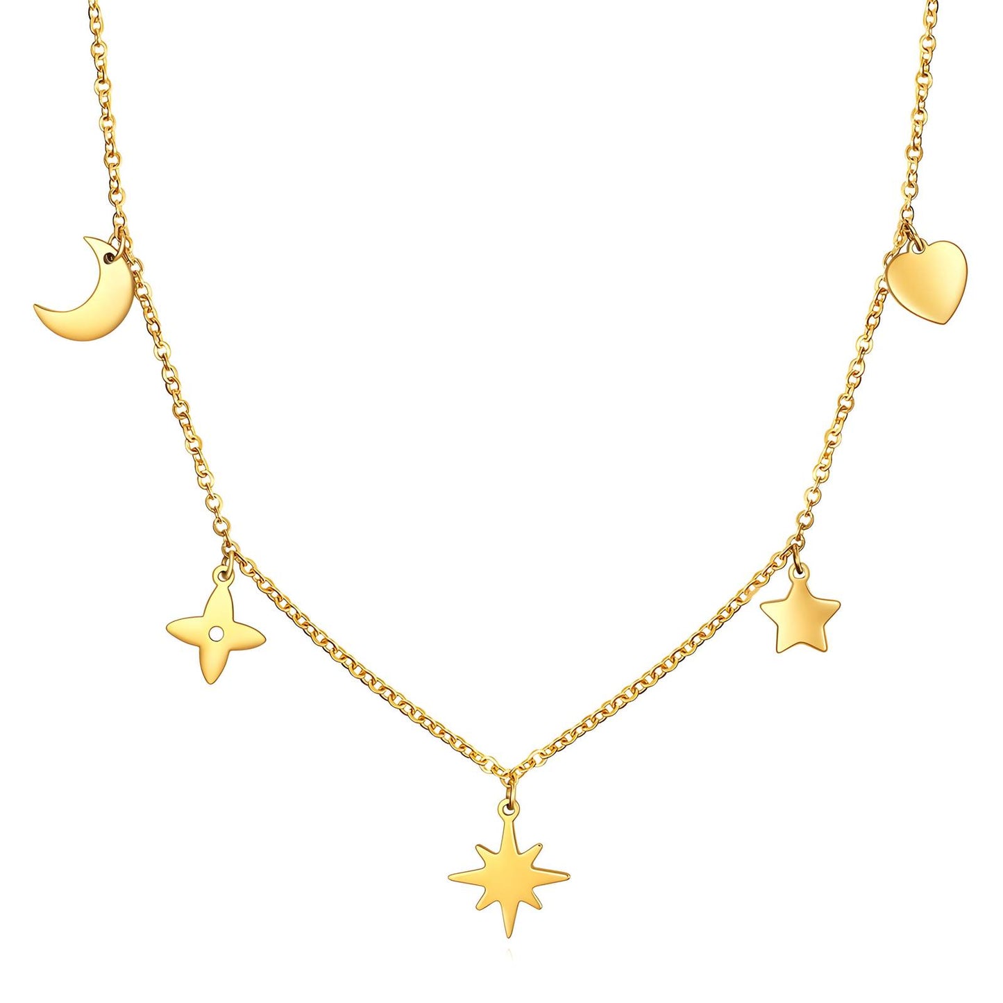 Celestial Star Pendant in 18K Gold Plated Steel