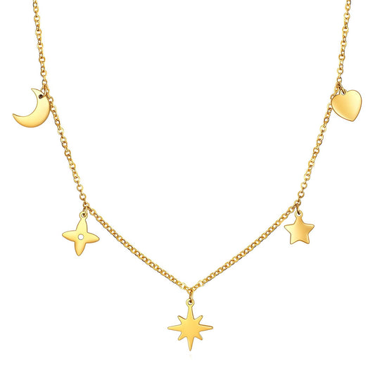 Celestial Star Pendant in 18K Gold Plated Steel