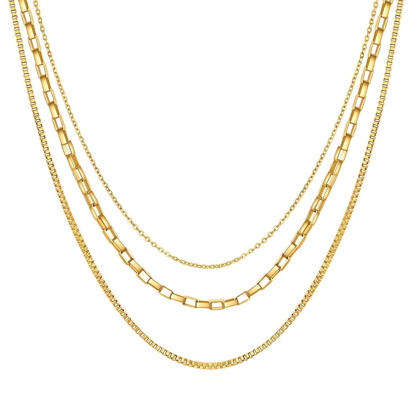 Modern Chain Necklace in 18K Gold Plated Steel