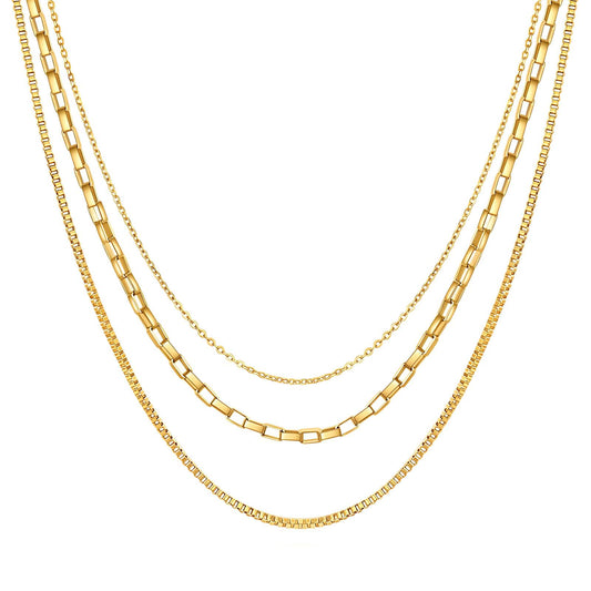 Modern Chain Necklace in 18K Gold Plated Steel