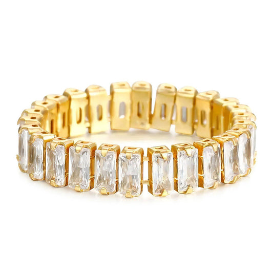 Contemporary Statement Band Ring in 18K Gold Plated Steel