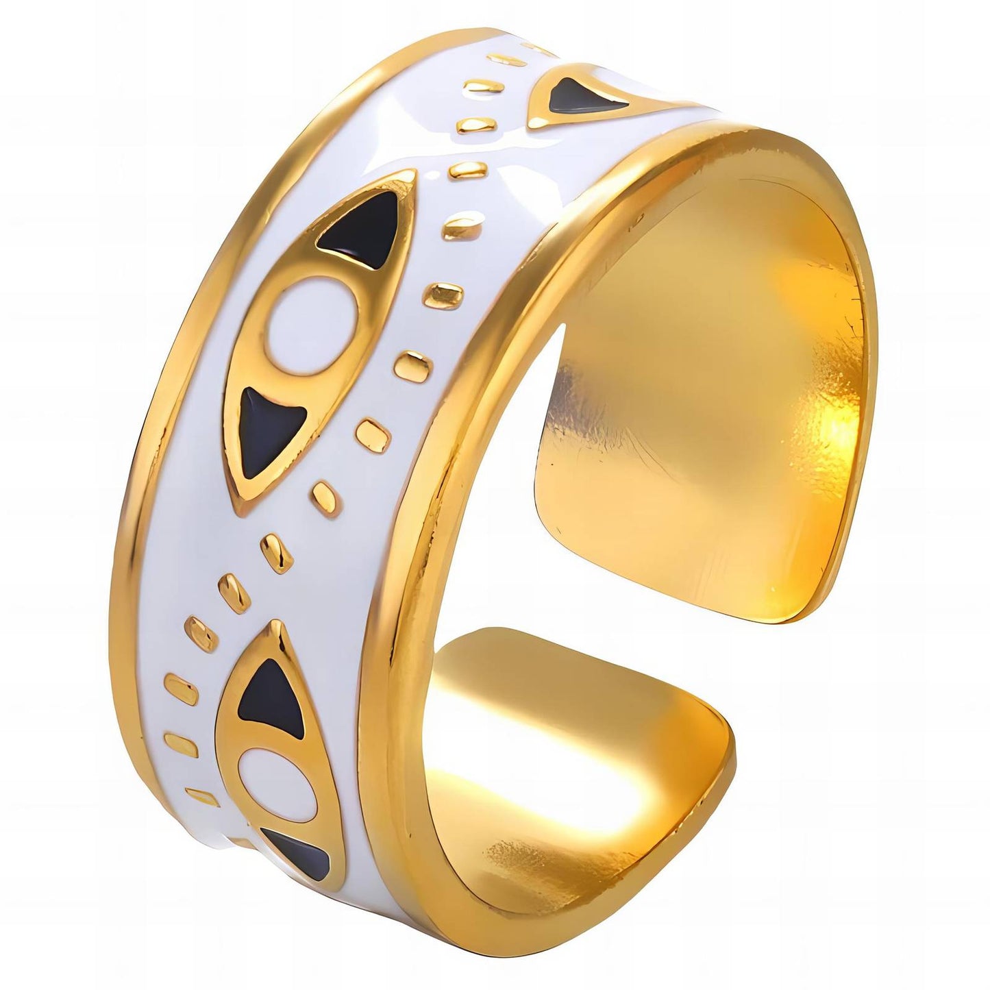 Mystic Evil Eye Protection Ring in 18K Gold Plated Steel