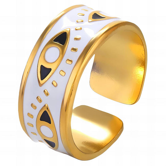 Mystic Evil Eye Protection Ring in 18K Gold Plated Steel