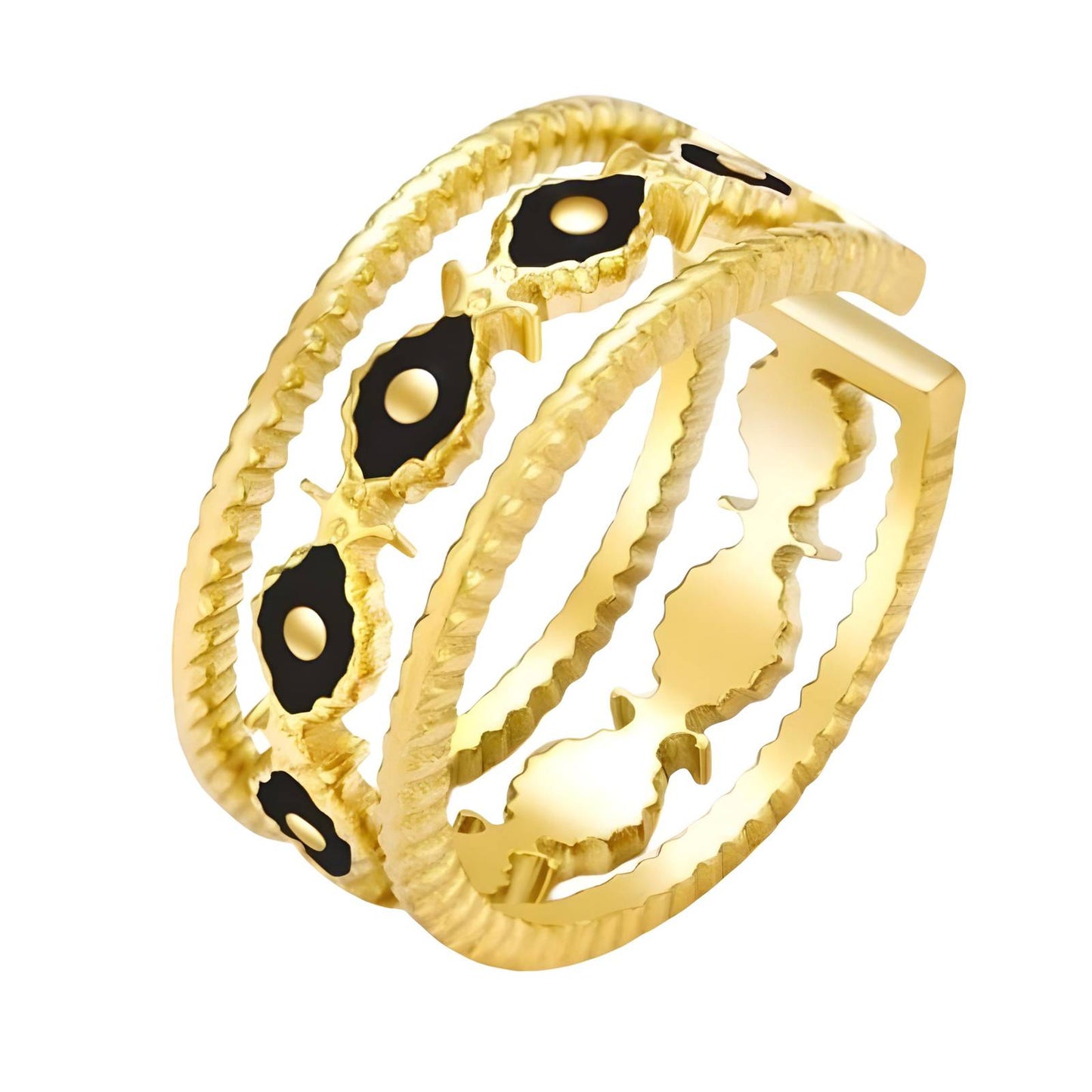 Mystic Evil Eye Protection Ring in 18K Gold Plated Steel