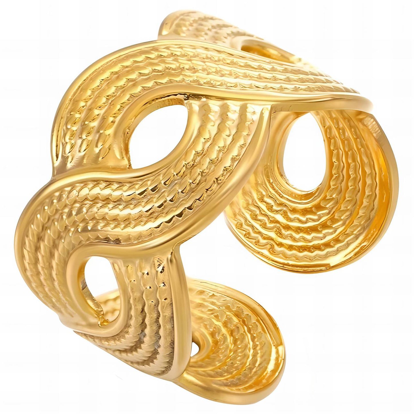 Modern Statement Band Ring in 18K Gold Plated Steel