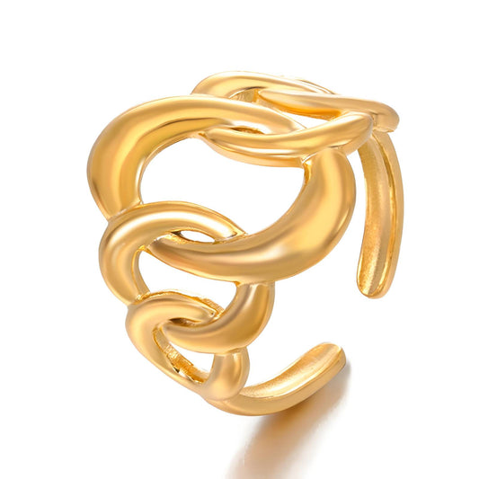 Contemporary Statement Band Ring in 18K Gold Plated Steel