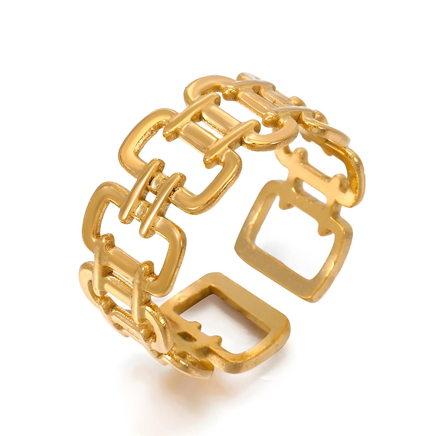 Luxe Statement Band Ring in 18K Gold Plated Steel