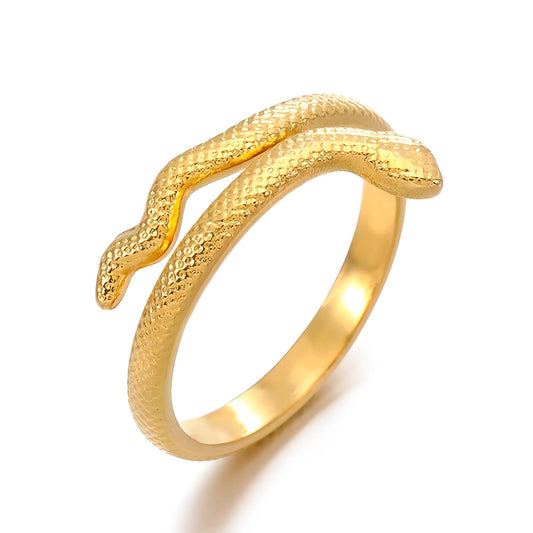 Mystical Serpent Ring in 18K Gold Plated Steel