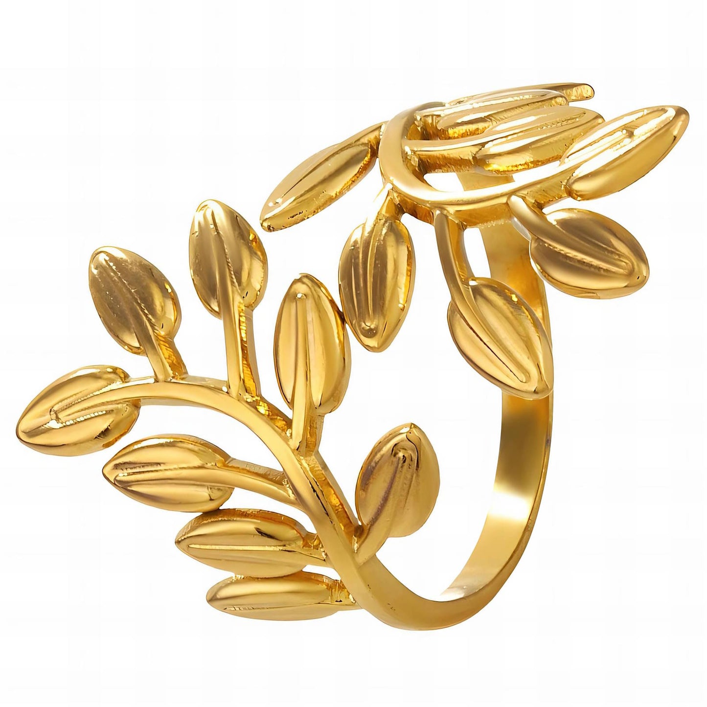 Delicate Nature Leaf Ring in 18K Gold Plated Steel