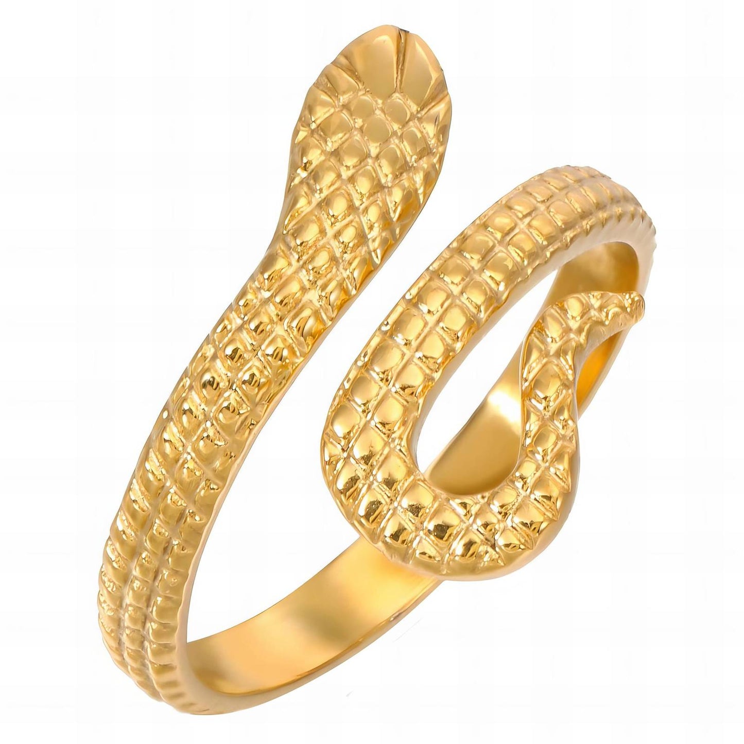 Mystical Twin Serpent Ring in 18K Gold Plated Steel