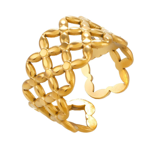 Contemporary Statement Band Ring in 18K Gold Plated Steel