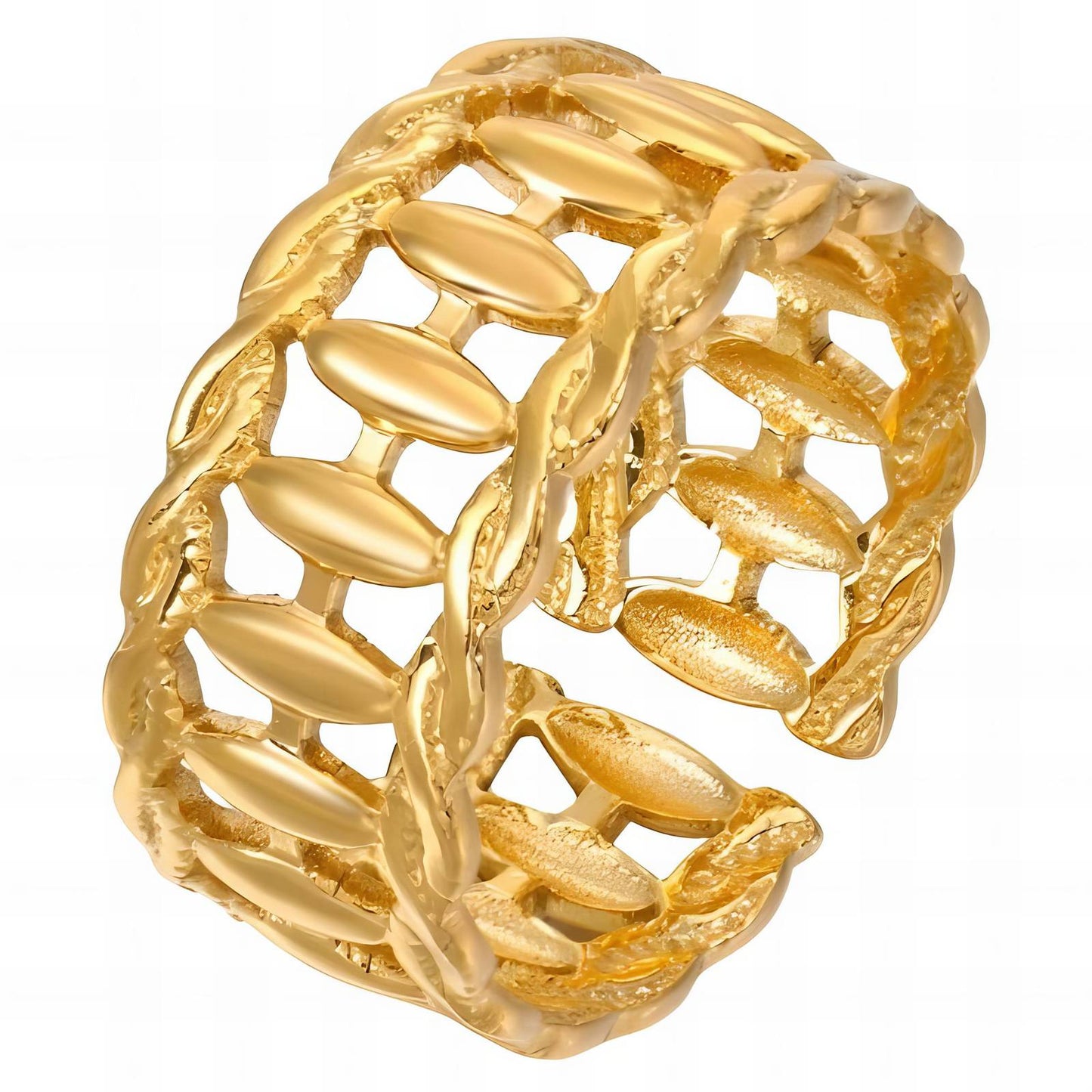 Contemporary Statement Band Ring in 18K Gold Plated Steel