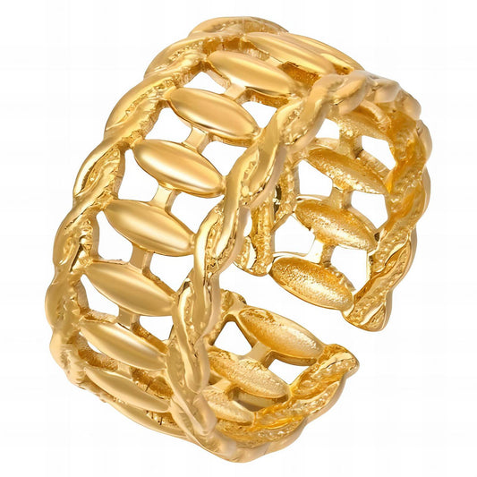 Contemporary Statement Band Ring in 18K Gold Plated Steel