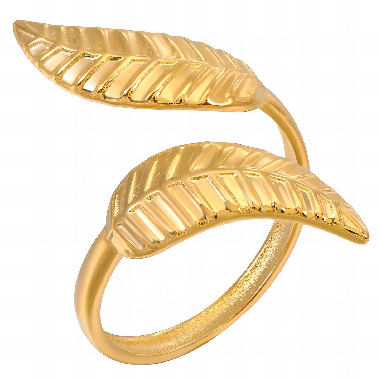 Dainty Nature Leaf Ring in 18K Gold Plated Steel