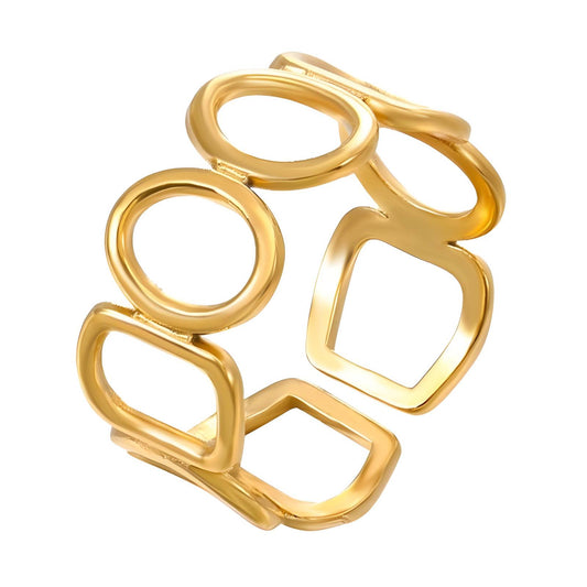 Elegant Statement Band Ring in 18K Gold Plated Steel