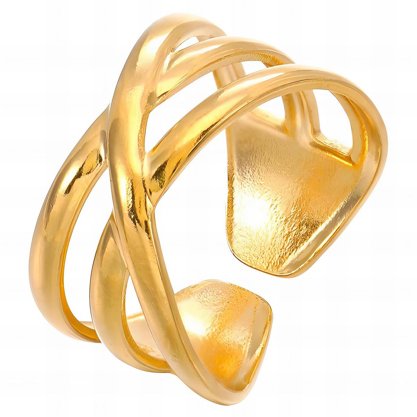 Modern Statement Band Ring in 18K Gold Plated Steel