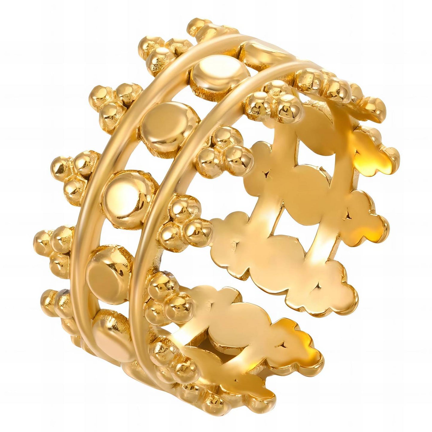 Modern Statement Band Ring in 18K Gold Plated Steel