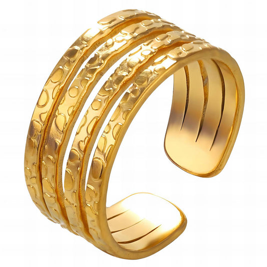 Luxe Statement Band Ring in 18K Gold Plated Steel