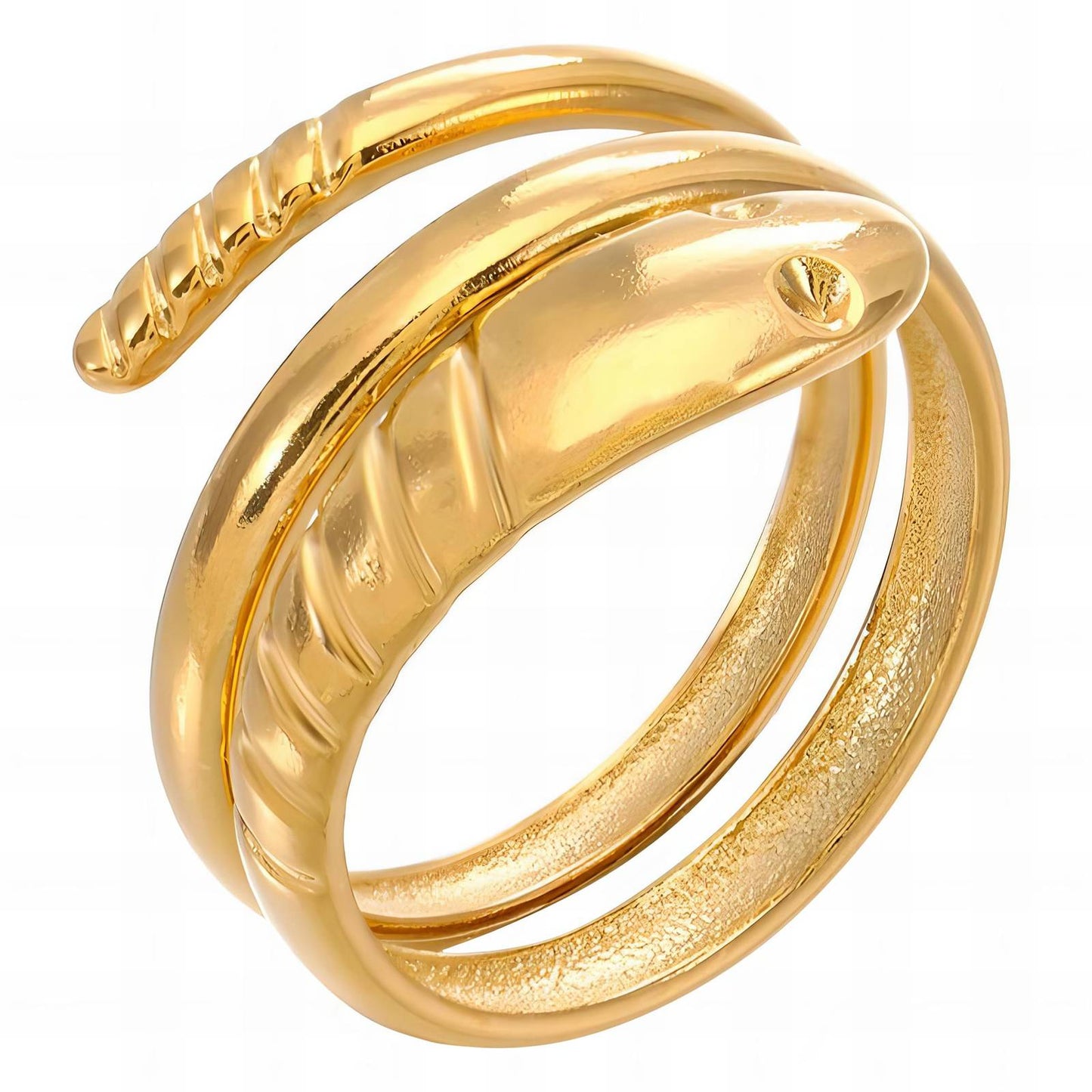 Mystical Twin Serpent Ring in 18K Gold Plated Steel