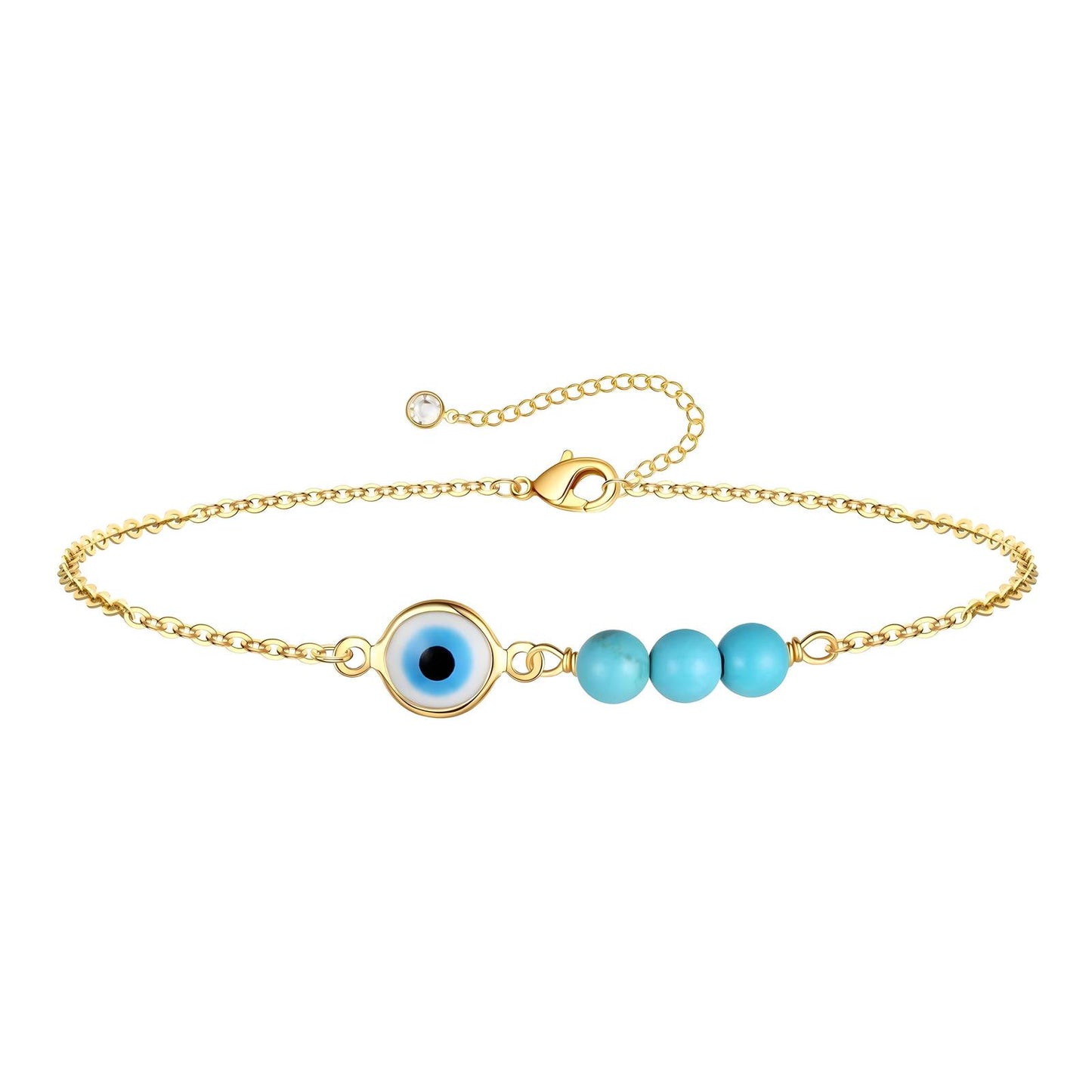 Protection Evil Eye Chain Bracelet in 18K Gold Plated Steel