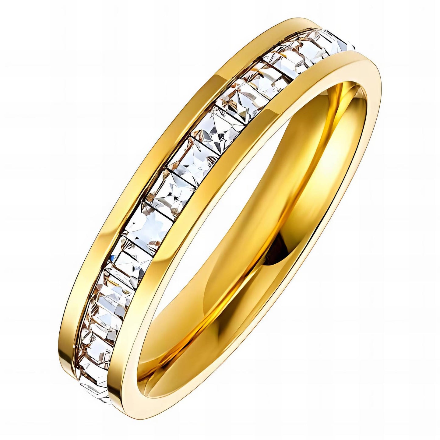 Contemporary Statement Band Ring in 18K Gold Plated Steel