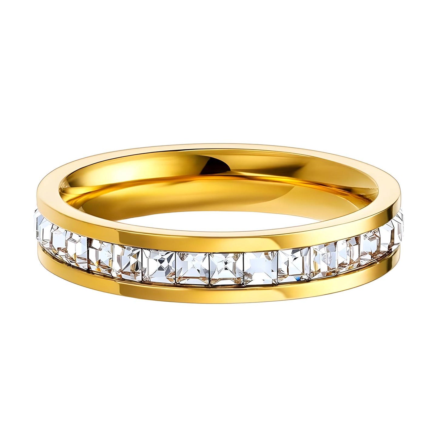 Contemporary Statement Band Ring in 18K Gold Plated Steel