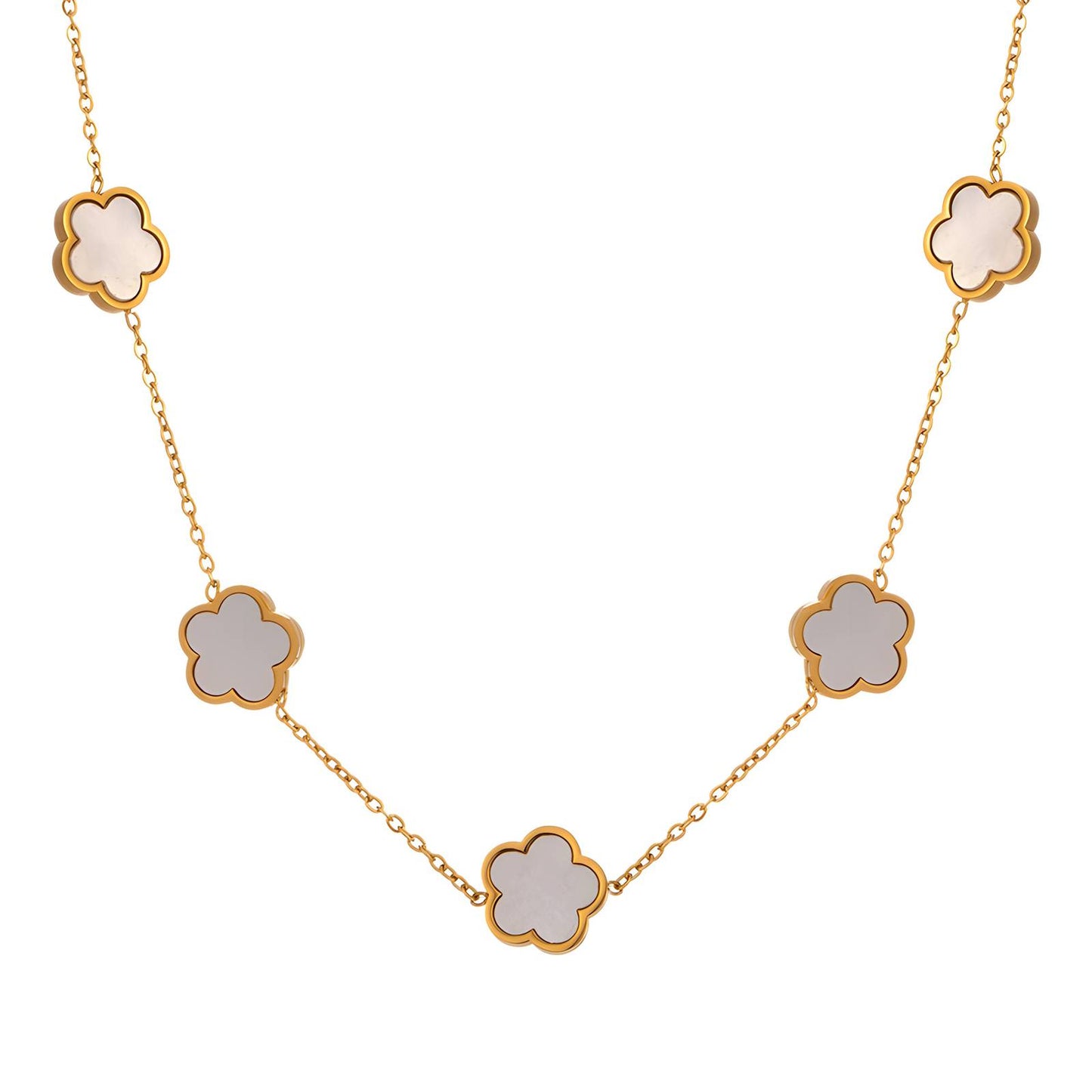 Garden Flower Meadow Necklace in 18K Gold Plated Steel