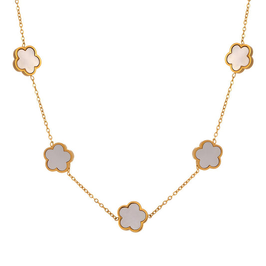 Garden Flower Meadow Necklace in 18K Gold Plated Steel