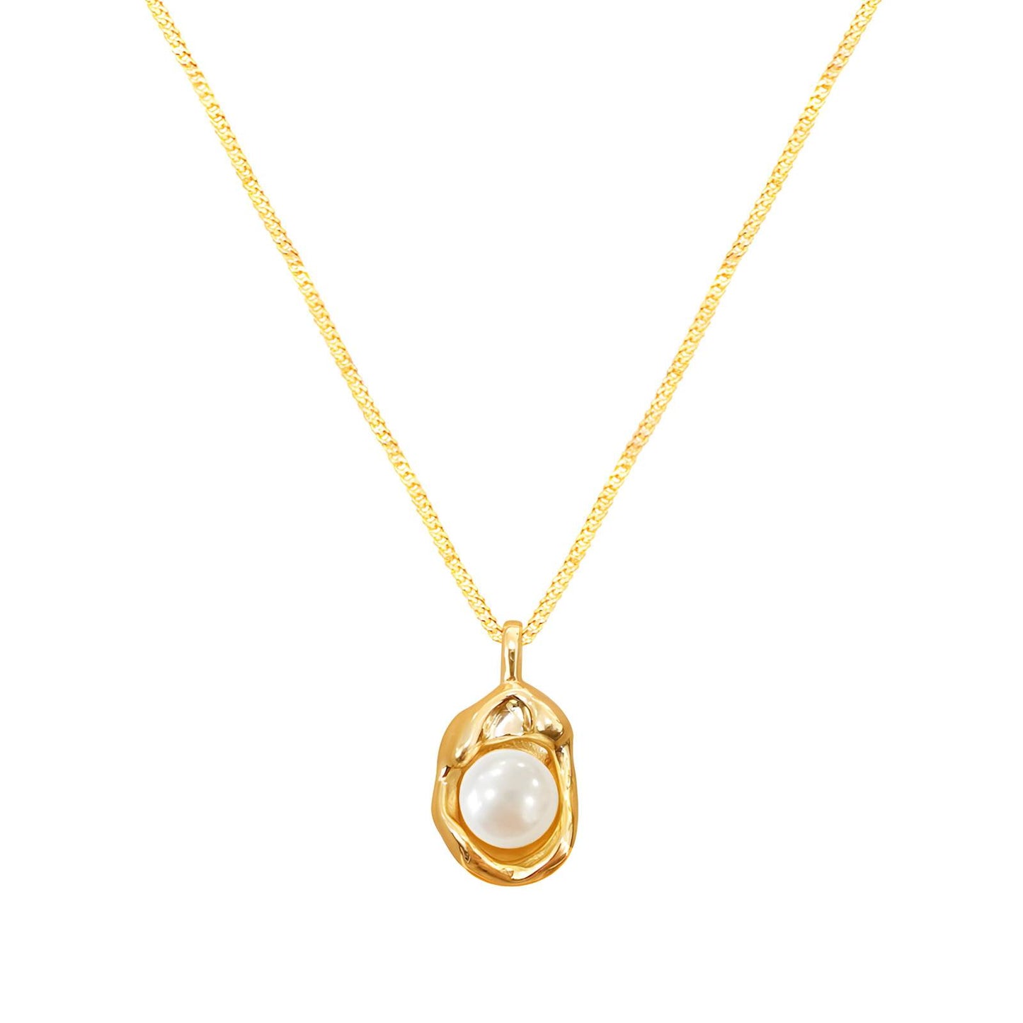 Contemporary Chain Necklace in 18K Gold Plated Steel