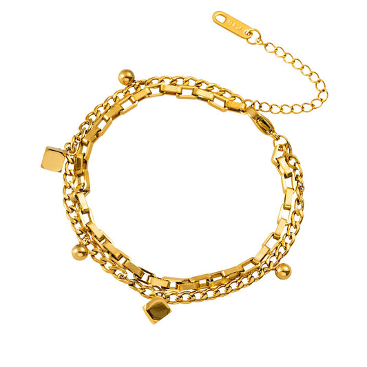 Modern Link Bracelet in 18K Gold Plated Steel