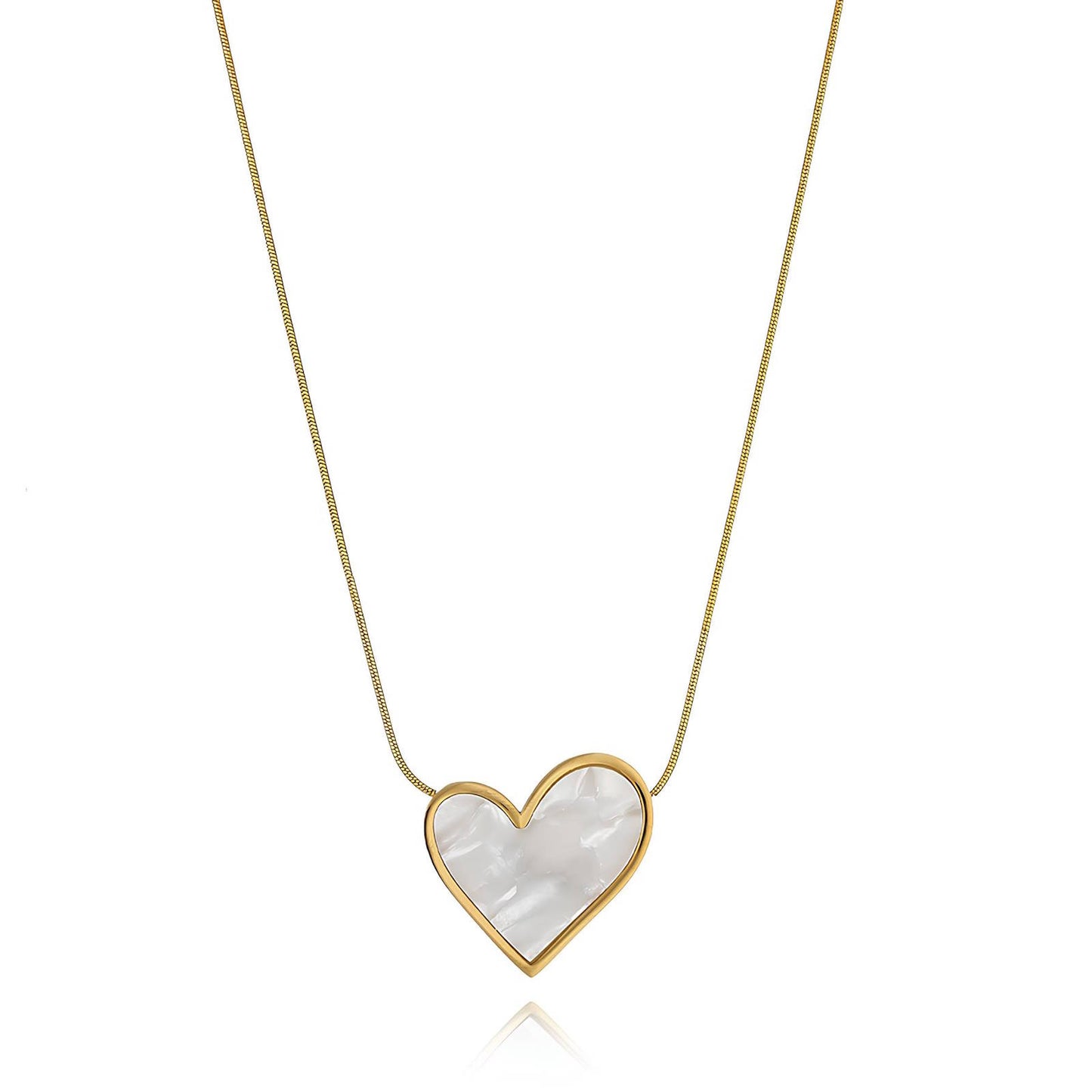 Delicate Heart Charm Necklace in 18K Gold Plated Steel