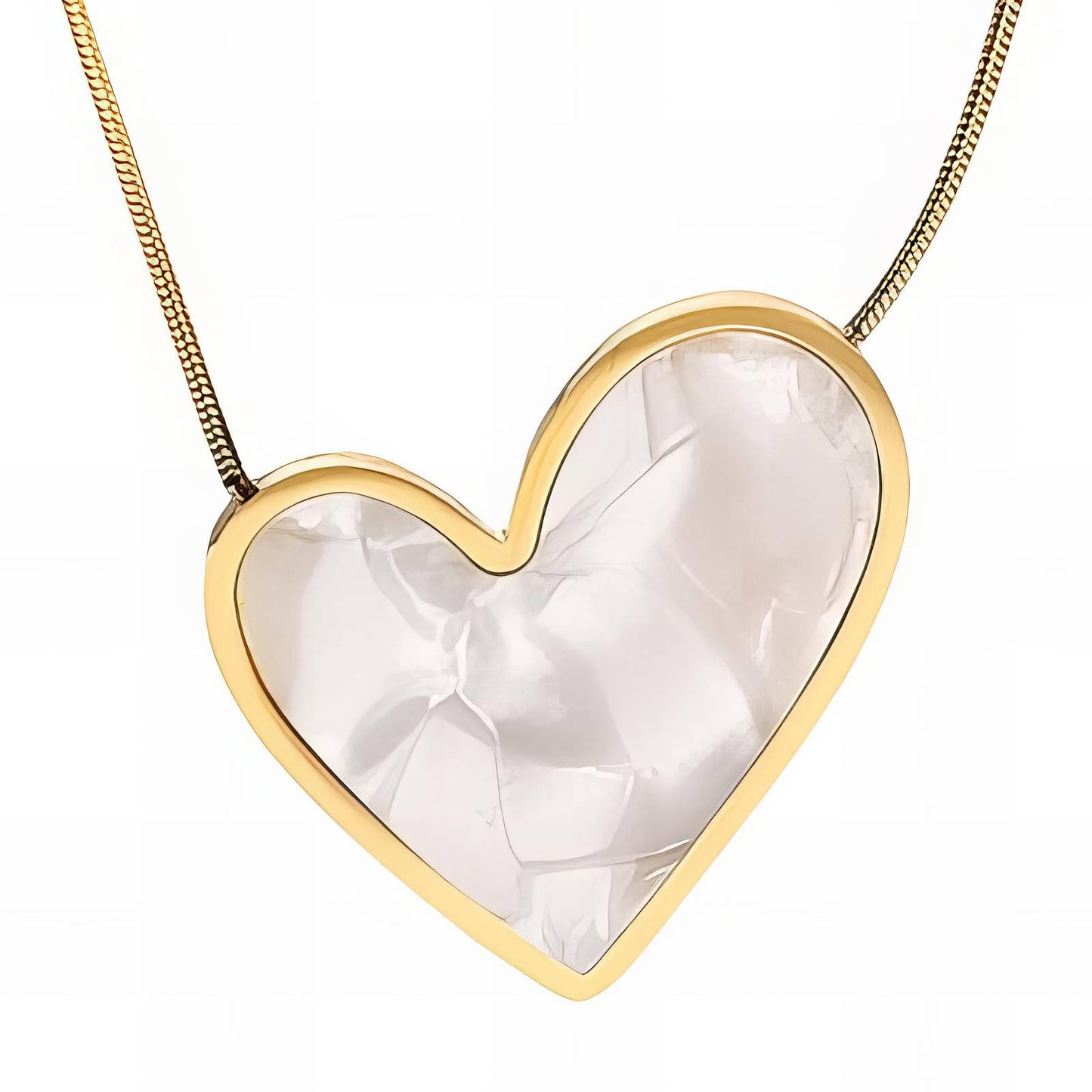 Delicate Heart Charm Necklace in 18K Gold Plated Steel