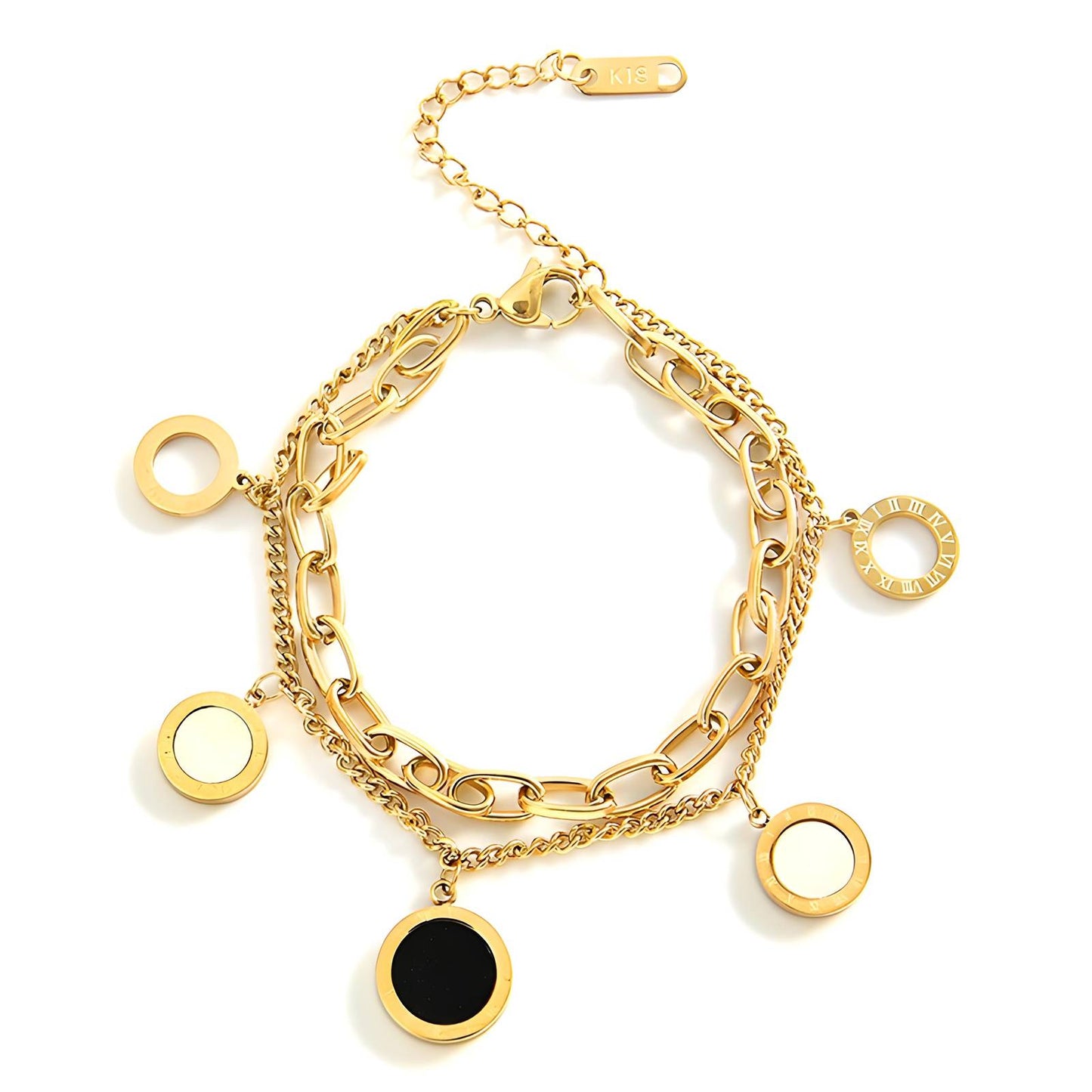 Contemporary Link Bracelet in 18K Gold Plated Steel