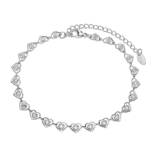 Double Hearts Chain Bracelet in Stainless Steel