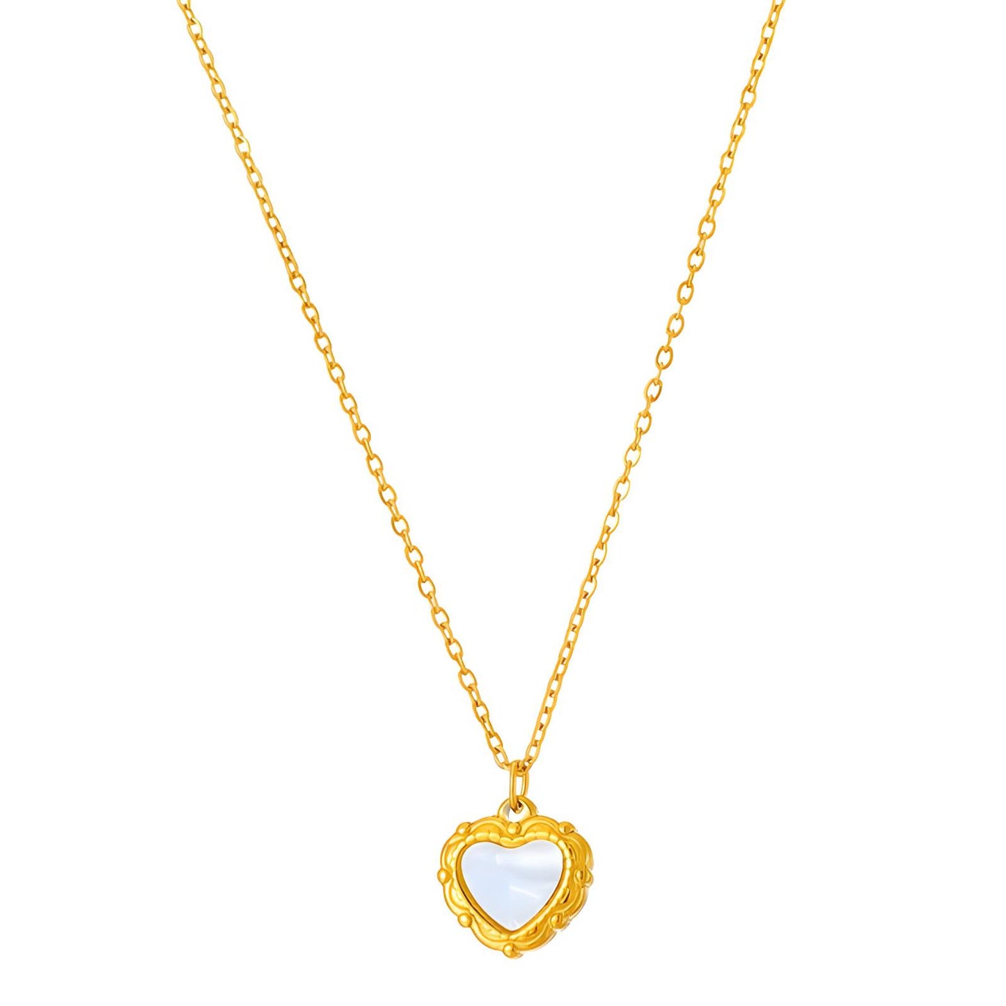 Romantic Double Hearts Necklace in 18K Gold Plated Steel