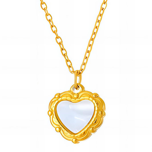 Romantic Double Hearts Necklace in 18K Gold Plated Steel