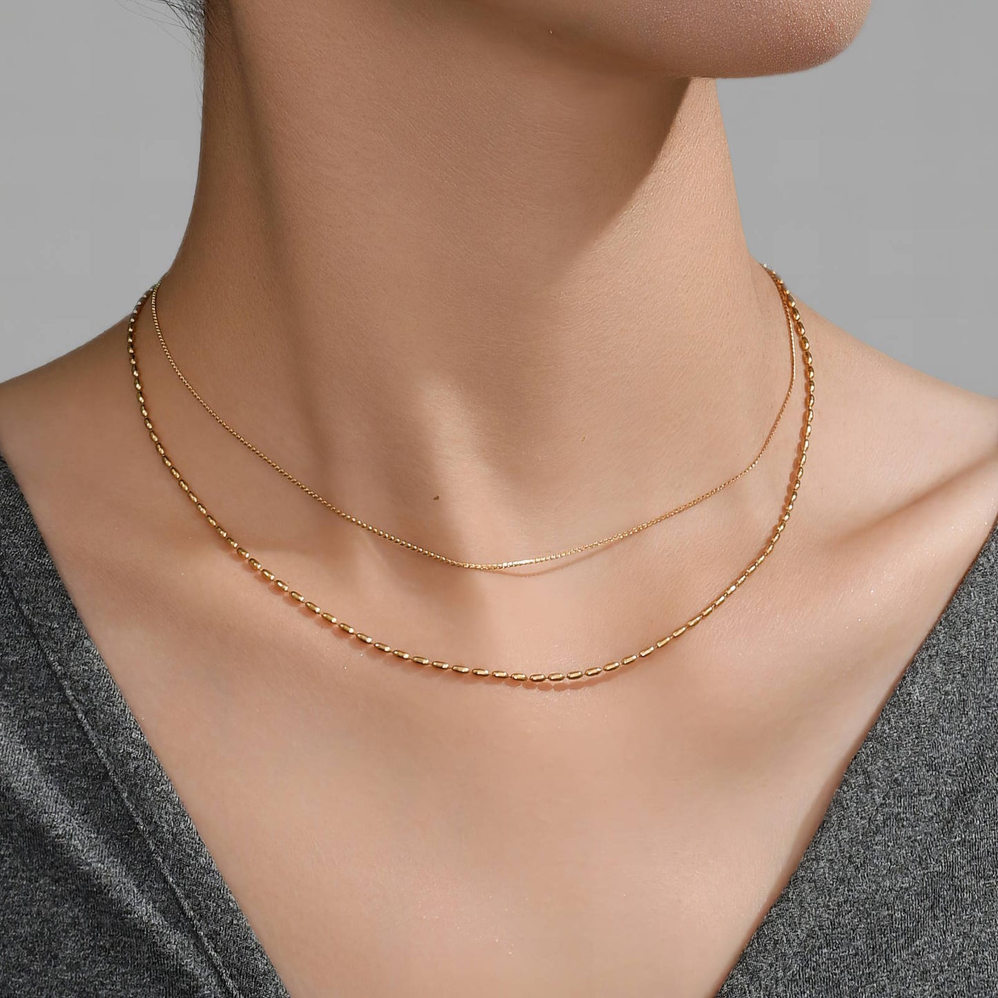 Elegant Chain Necklace in 18K Gold Plated Steel