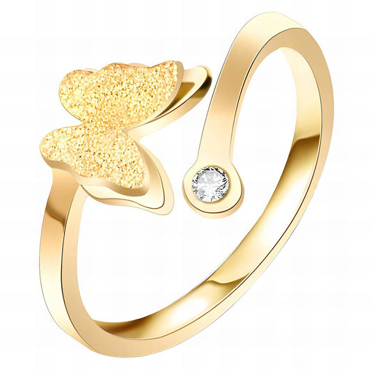 Dainty Butterfly Open Ring – 18K Gold-Plated, Adjustable & Tarnish-Resistant