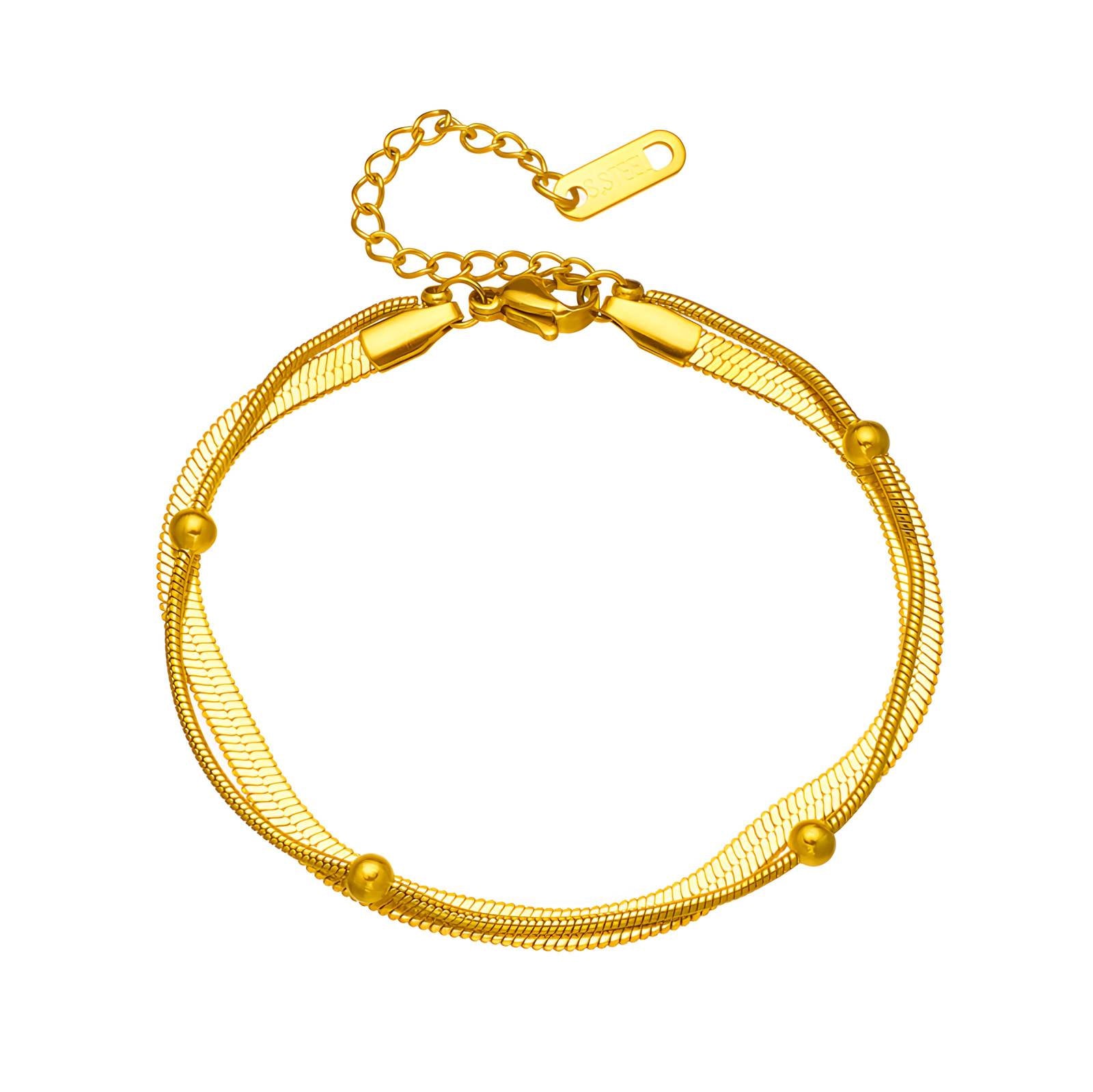 Pulsera de cadena contemporánea en acero bañado en oro de 18 quilates