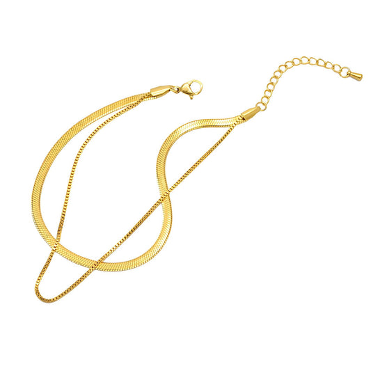 Elegant Chain Anklet in 18K Gold Plated Steel