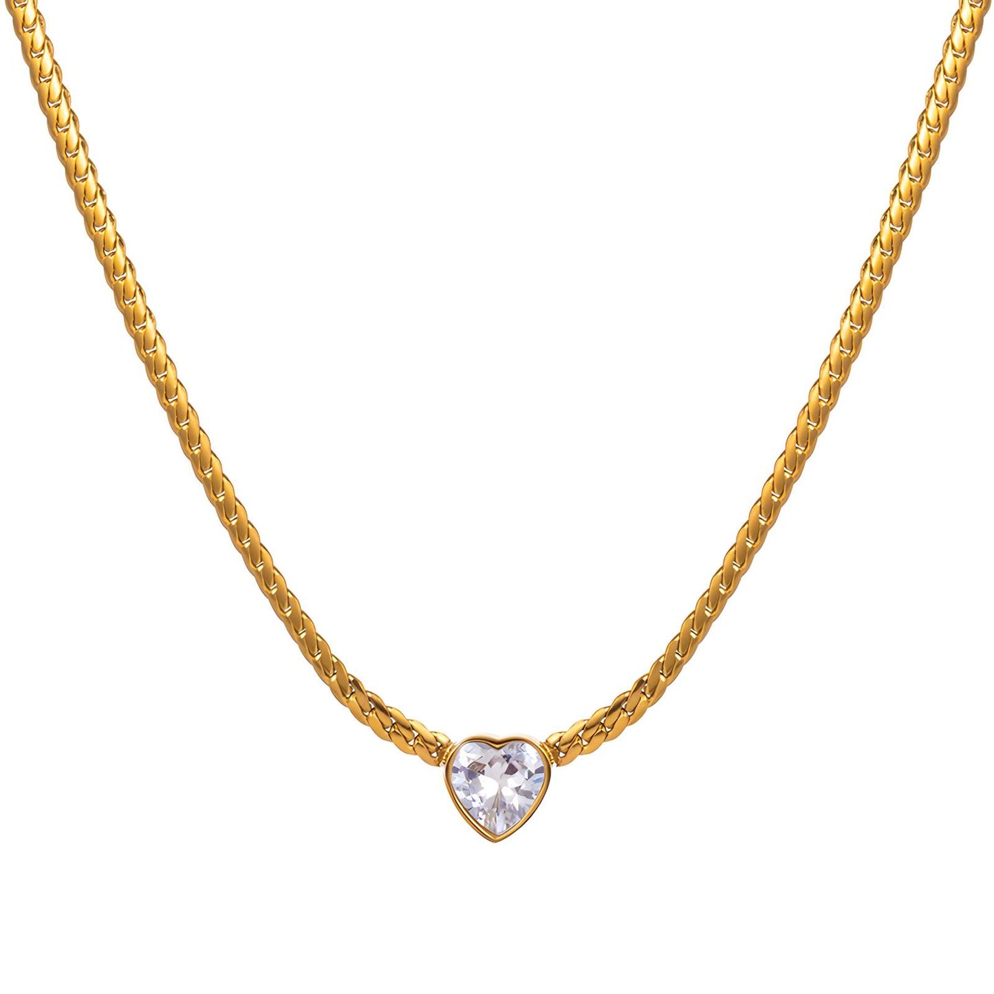 Romantic Double Hearts Pendant in 18K Gold Plated Steel